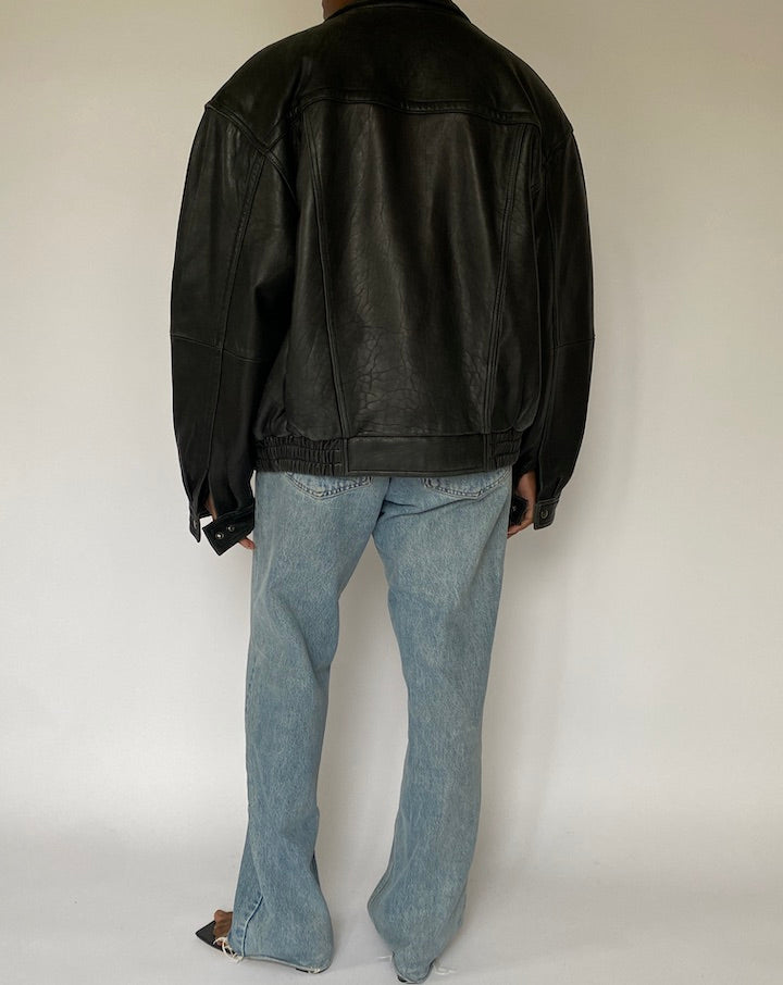 VINTAGE BLACK LEATHER JACKET 5025 2