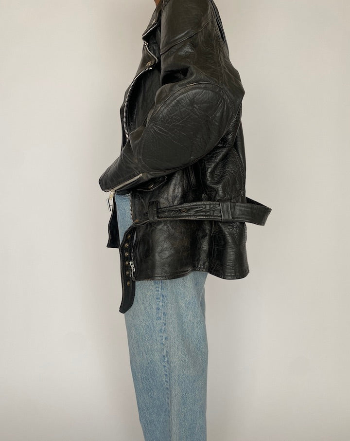 VINTAGE BLACK LEATHER JACKET 4967