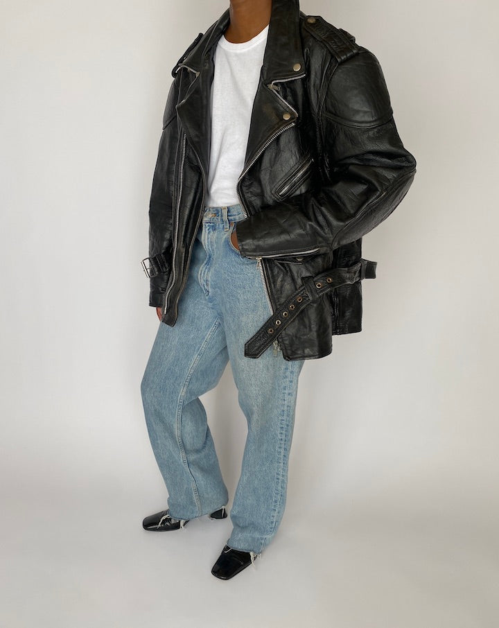 VINTAGE BLACK LEATHER JACKET 4967