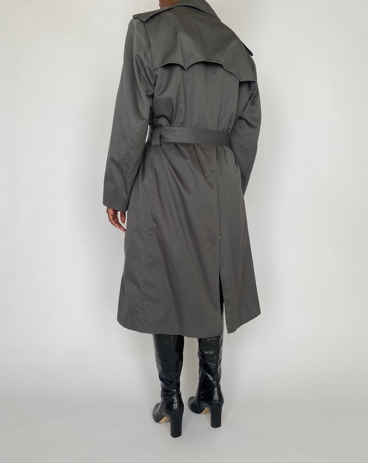 Vintage Long Grey Trench Coat 4460