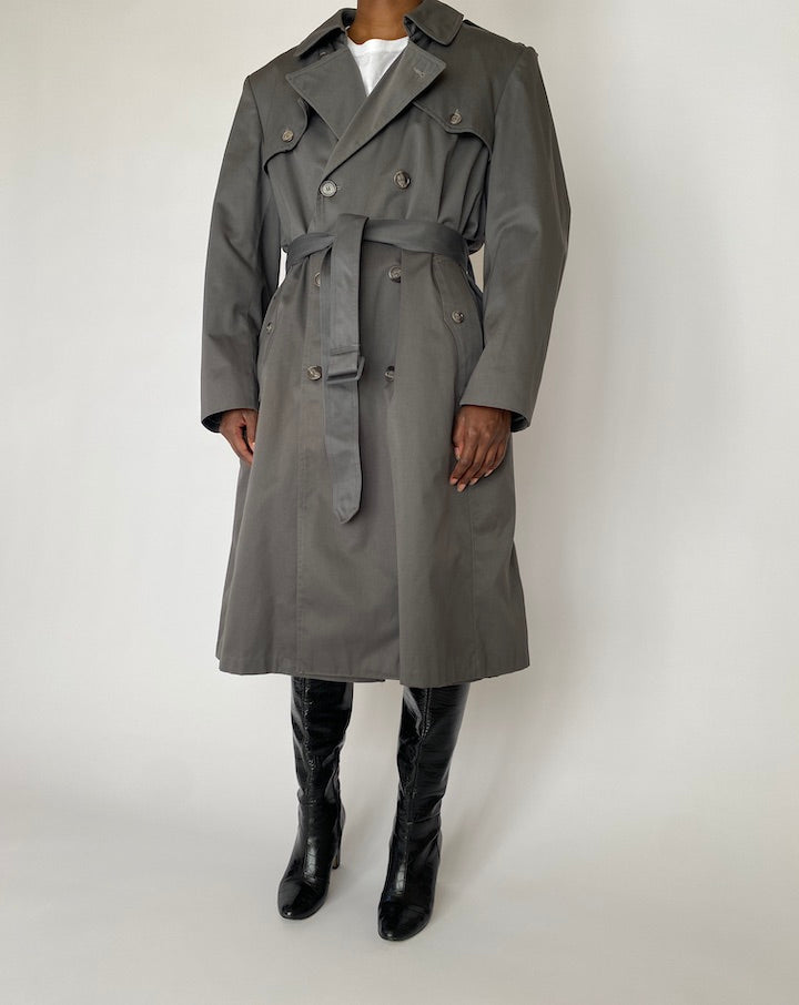 Vintage Long Grey Trench Coat 4460