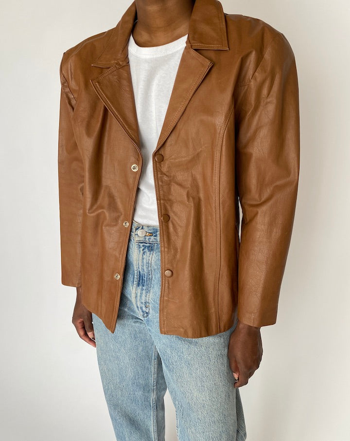 Vintage Brown Leather Jacket 4915