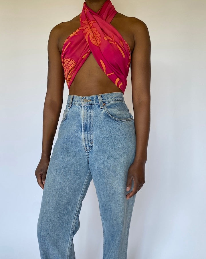 VINTAGE PINK SCARF TOP 4825