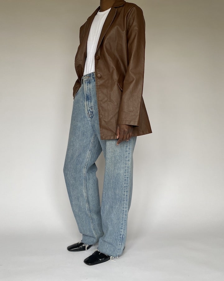 VINTAGE BROWN FAUX LEATHER JACKET 4914