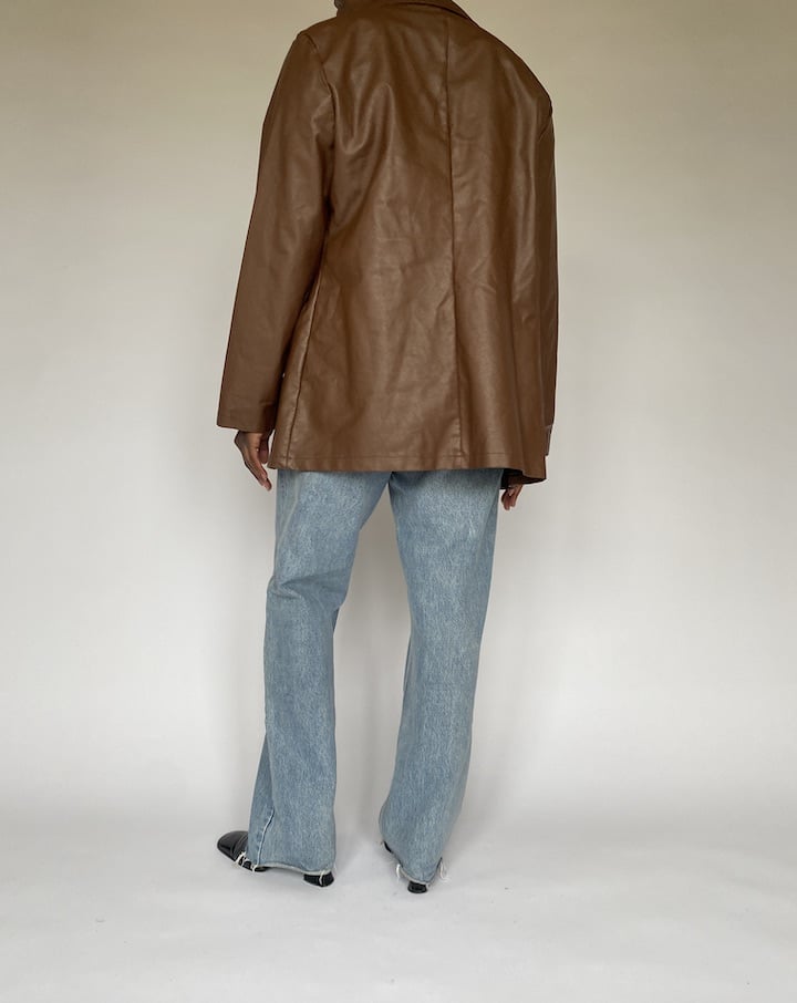 VINTAGE BROWN FAUX LEATHER JACKET 4914