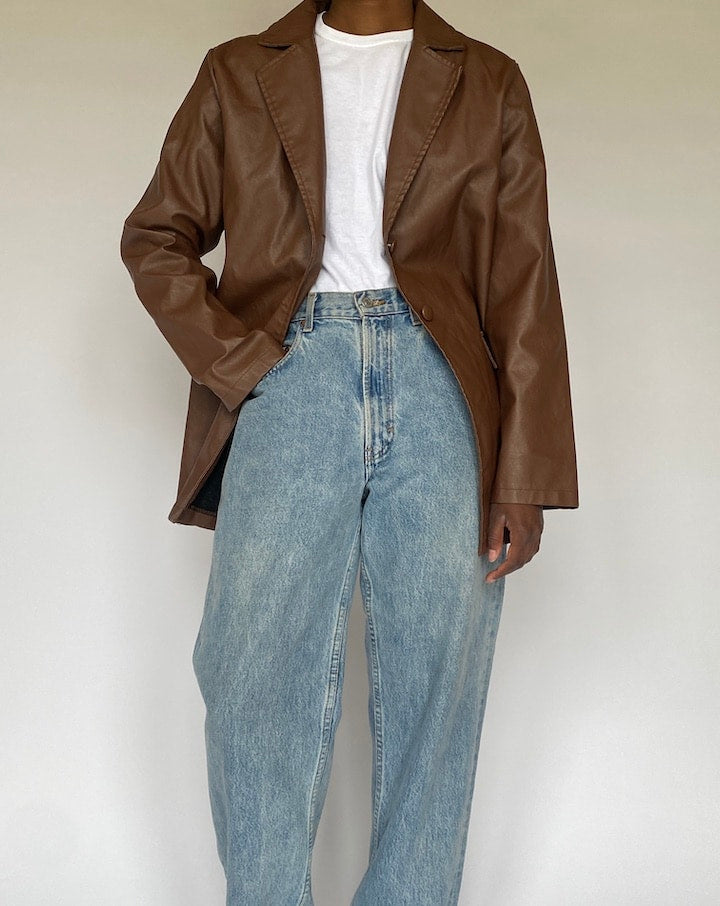 VINTAGE BROWN FAUX LEATHER JACKET 4914