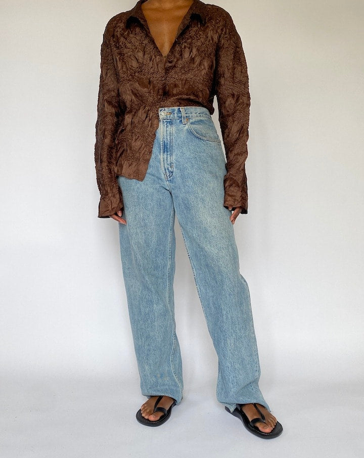 VINTAGE BROWN LONG SLEEVE BLOUSE 4873