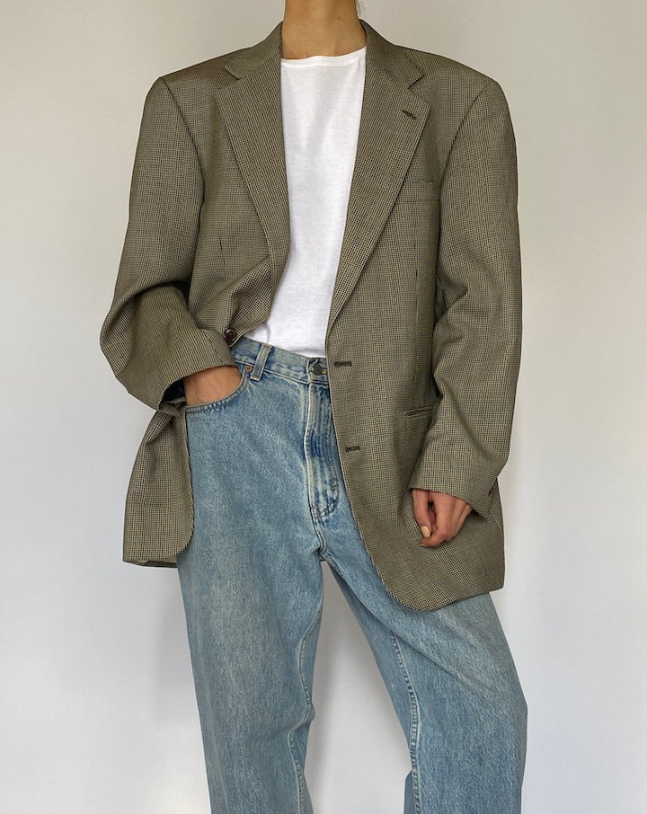 Vintage Wool Houndstooth Blazer 5223