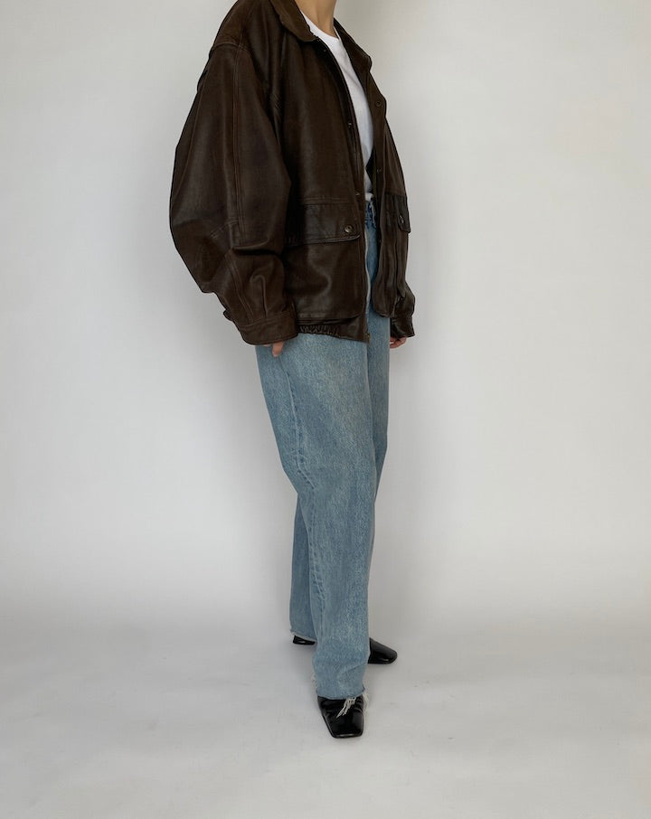 VINTAGE BROWN LEATHER JACKET 4843