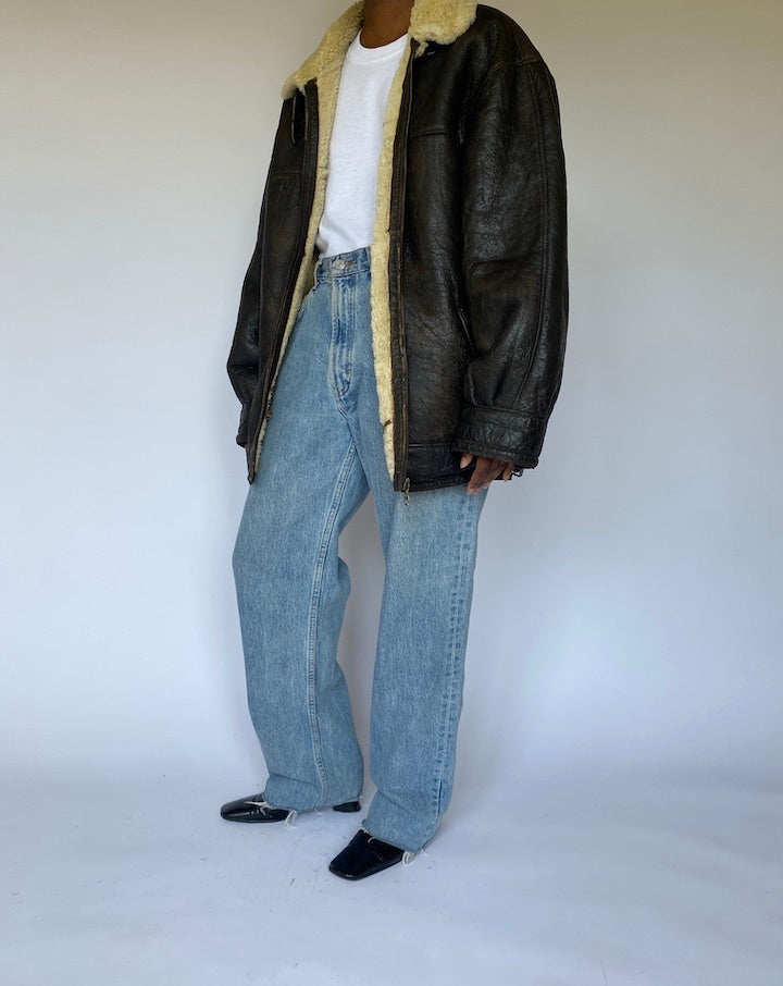 VINTAGE DARK BROWN LEATHER JACKET 4970