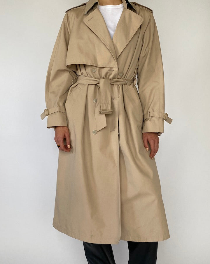 VINTAGE LONG BEIGE TRENCH COAT 5219