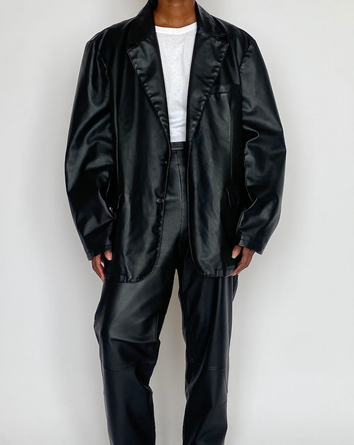 VINTAGE BLACK FAUX LEATHER JACKET 5116