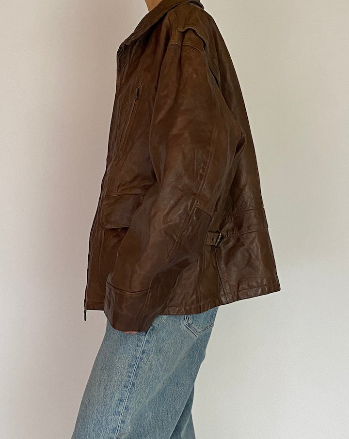 Vintage Brown Leather Jacket 5201