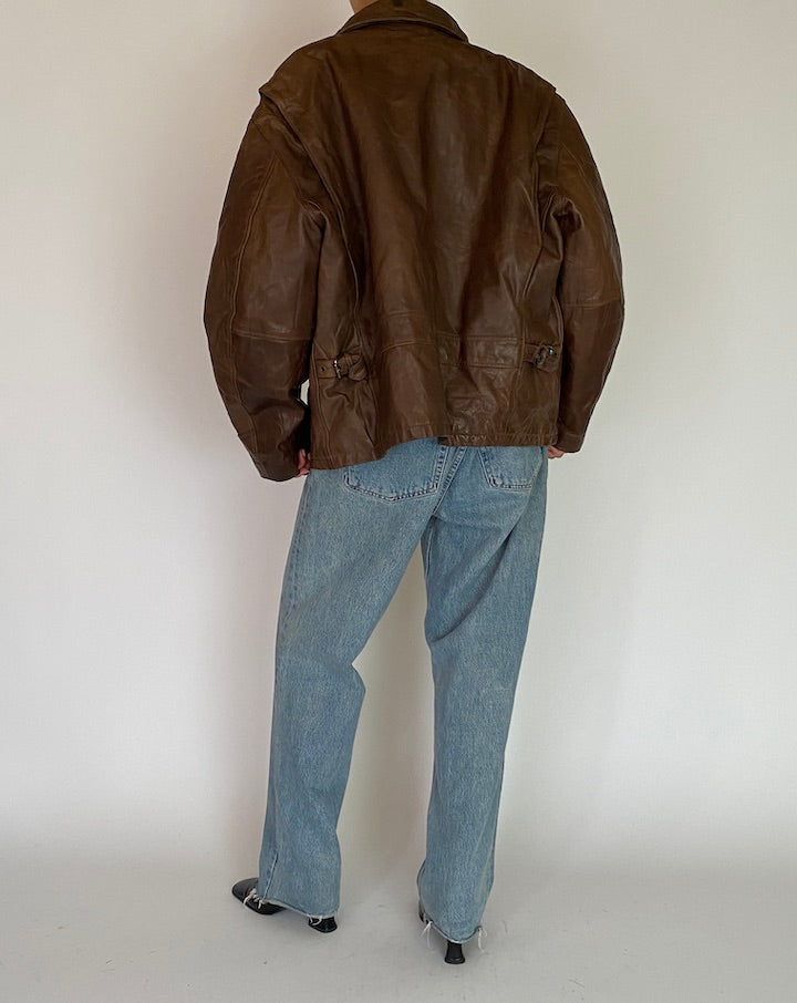 Vintage Brown Leather Jacket 5201