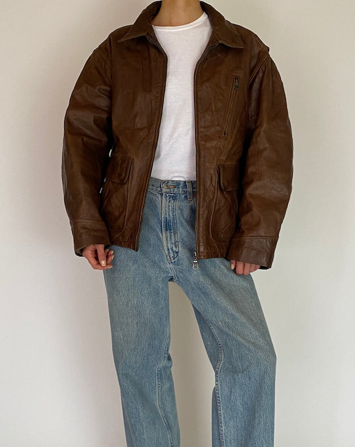 Vintage Brown Leather Jacket 5201