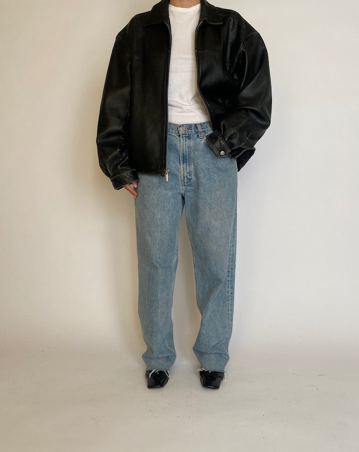 VINTAGE BLACK BOXY LEATHER JACKET 4601