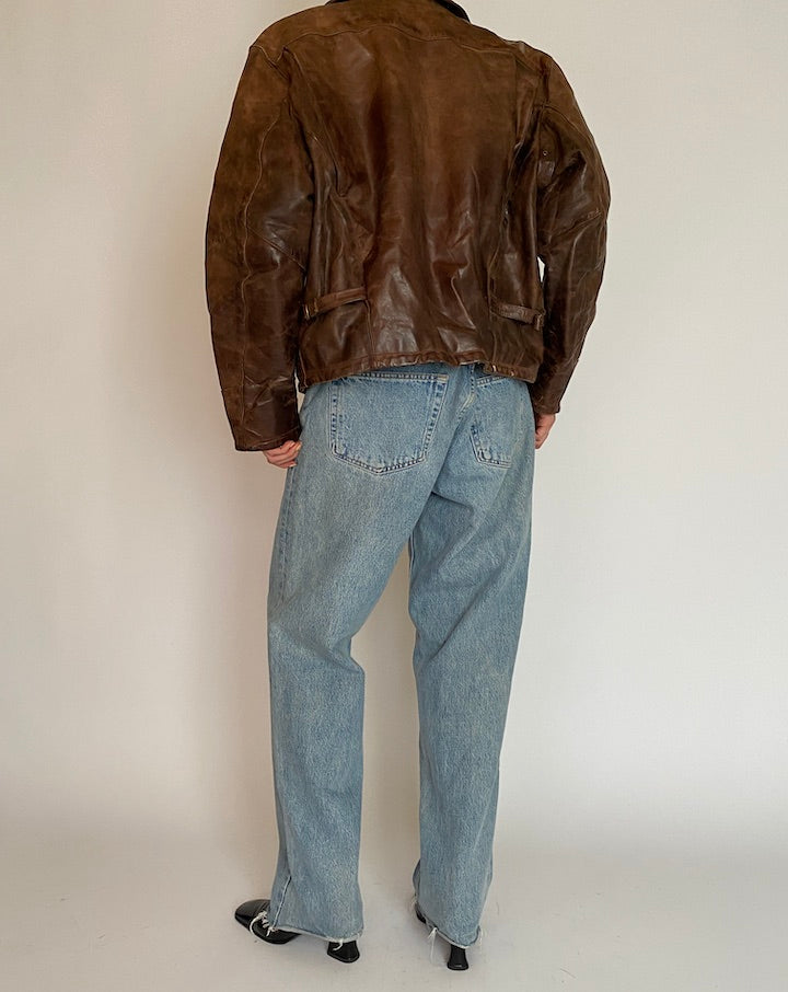VINTAGE BROWN LEATHER JACKET 5206
