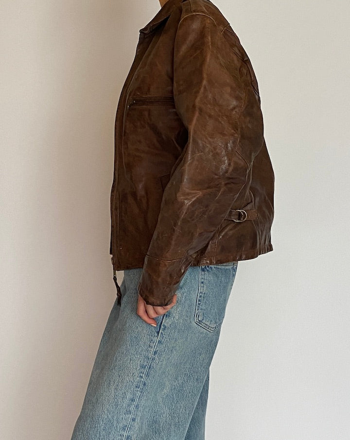 VINTAGE BROWN LEATHER JACKET 5206