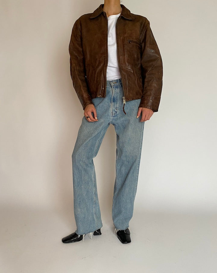 VINTAGE BROWN LEATHER JACKET 5206
