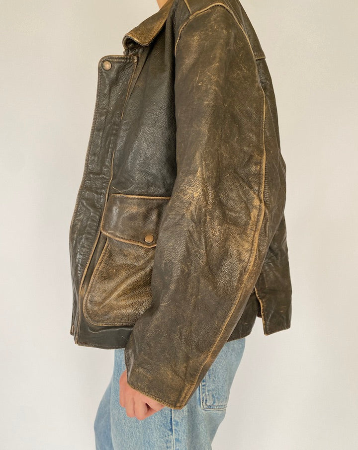VINTAGE BROWN LEATHER JACKET 5202