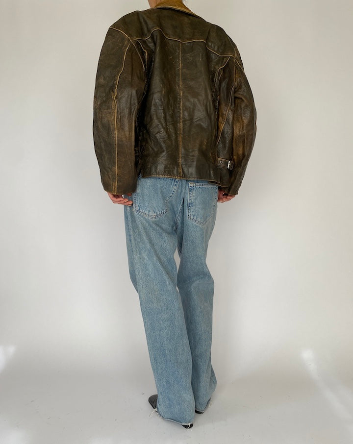 VINTAGE BROWN LEATHER JACKET 5202