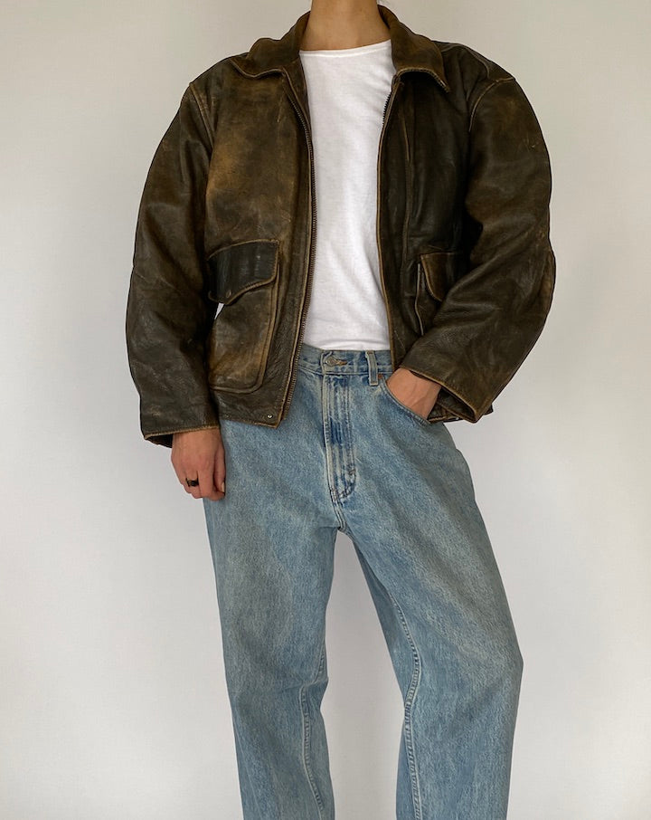 VINTAGE BROWN LEATHER JACKET 5202