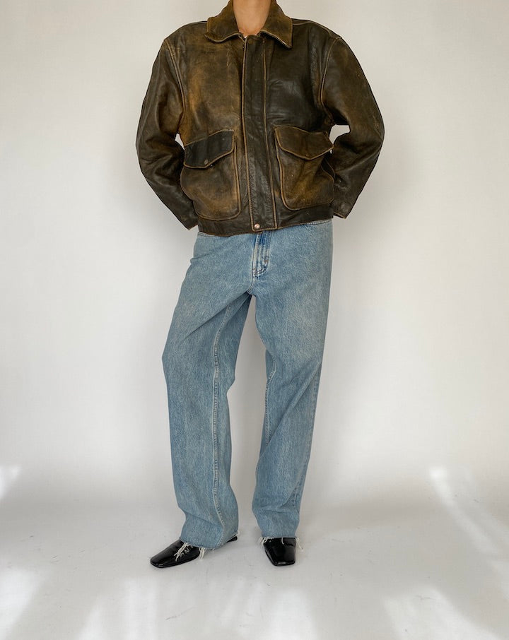 VINTAGE BROWN LEATHER JACKET 5202