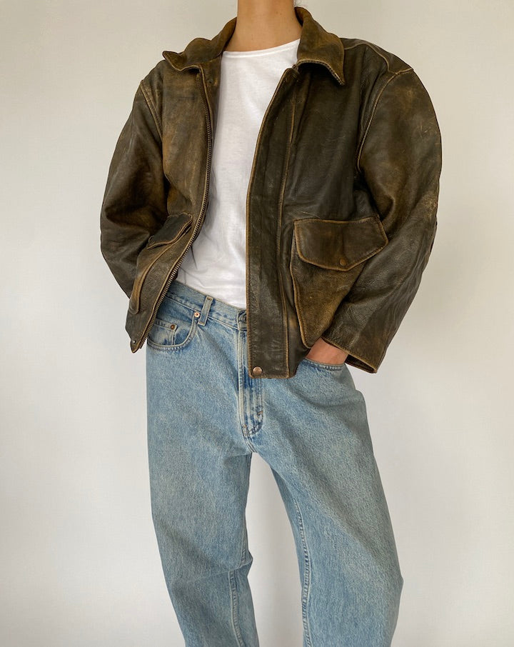 VINTAGE BROWN LEATHER JACKET 5202