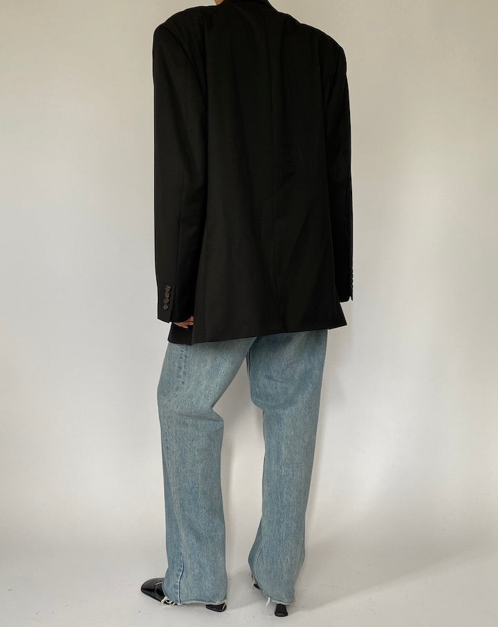 VINTAGE BLACK RALPH LAUREN WOOL BLAZER 5226