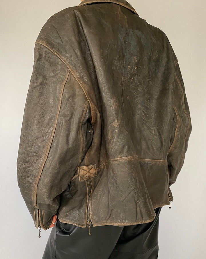 VINTAGE BROWN LEATHER JACKET 1111