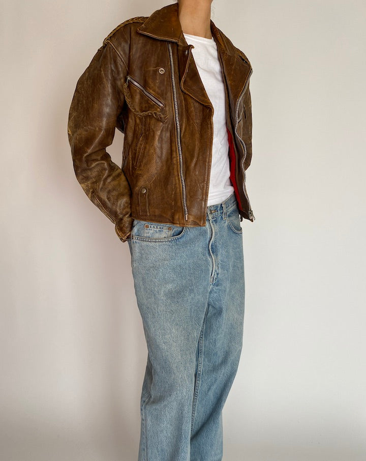 VINTAGE BROWN LEATHER JACKET 5205