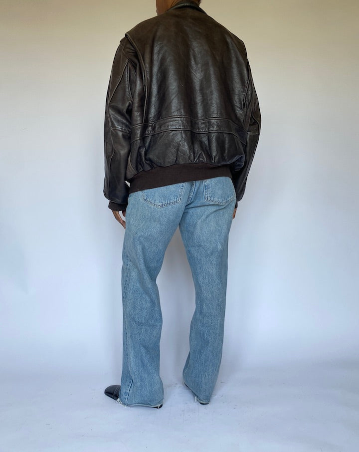 VINTAGE DARK BROWN LEATHER JACKET 4973