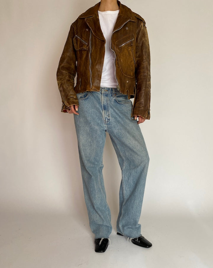 VINTAGE BROWN LEATHER JACKET 5205