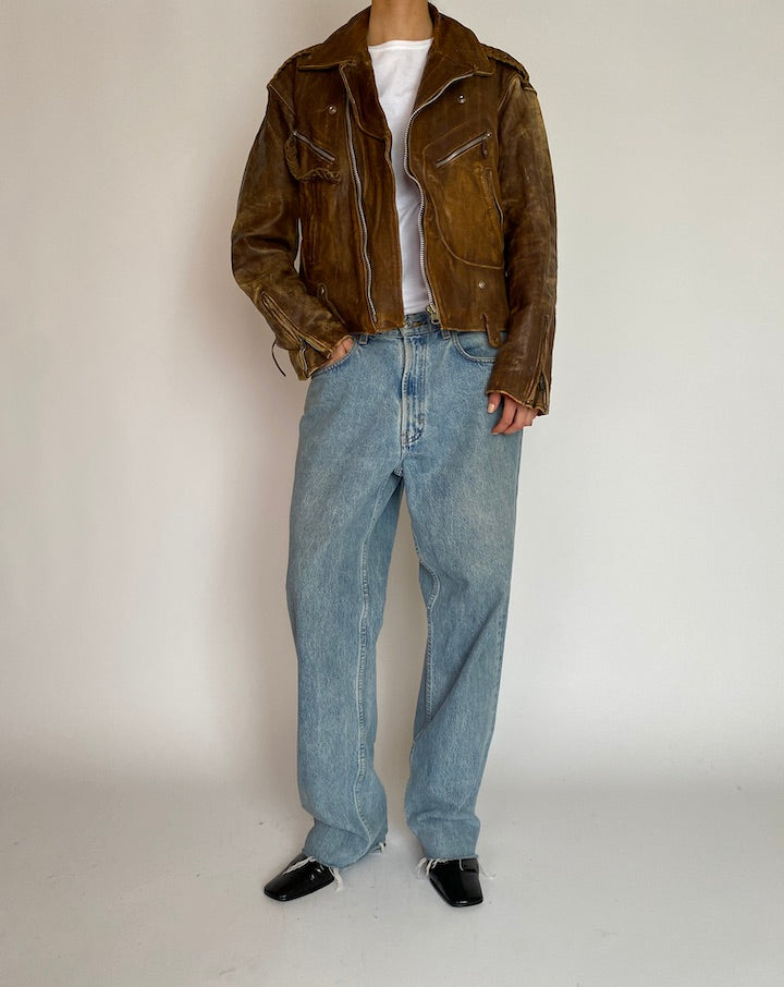 VINTAGE BROWN LEATHER JACKET 5205