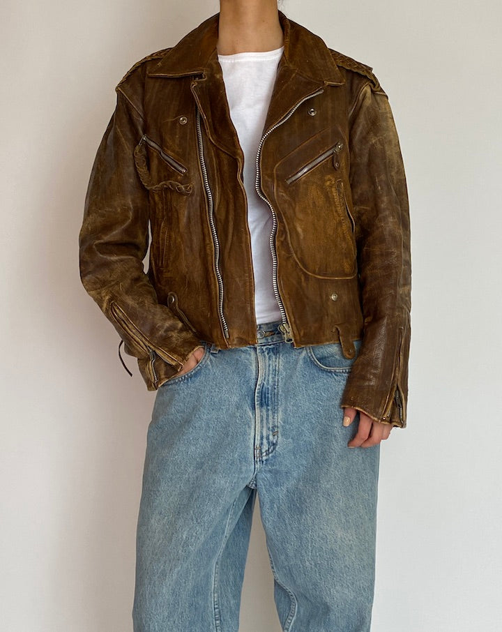 VINTAGE BROWN LEATHER JACKET 5205