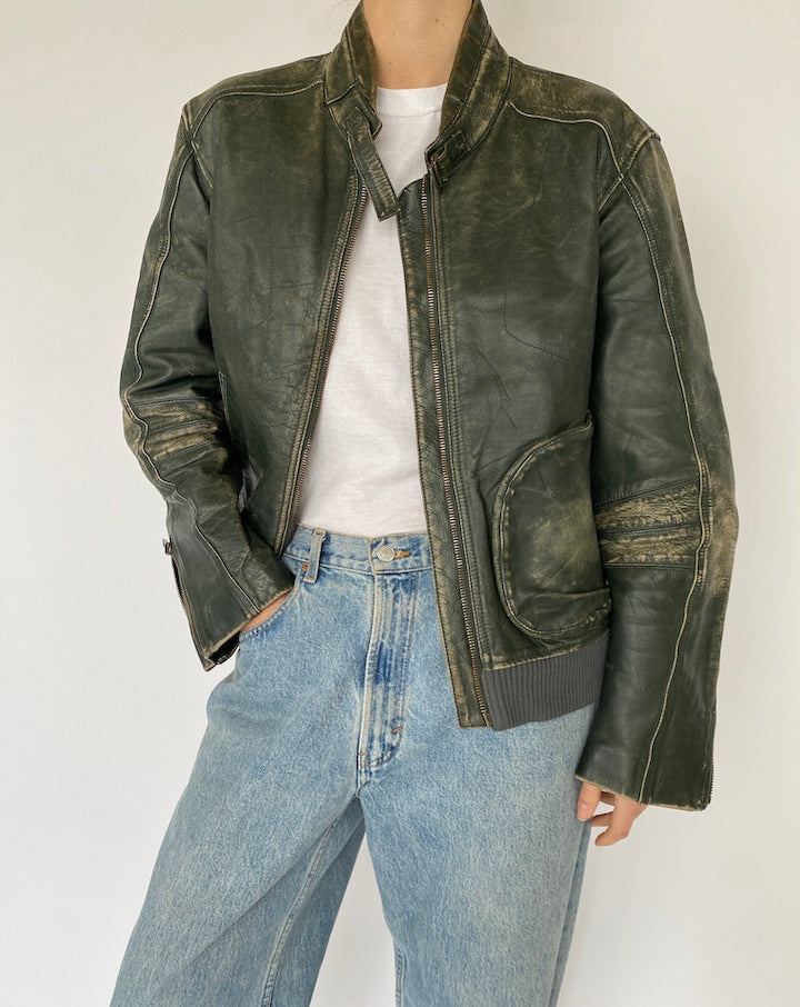 VINTAGE DISTRESSED LEATHER JACKET 5361