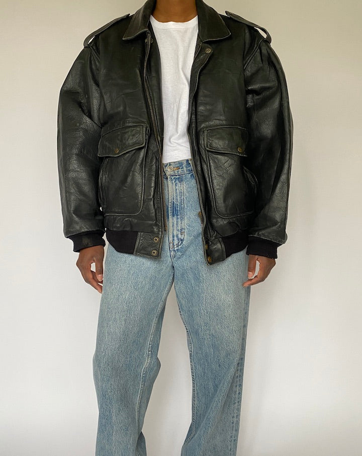 VINTAGE BLACK LEATHER JACKET 5012