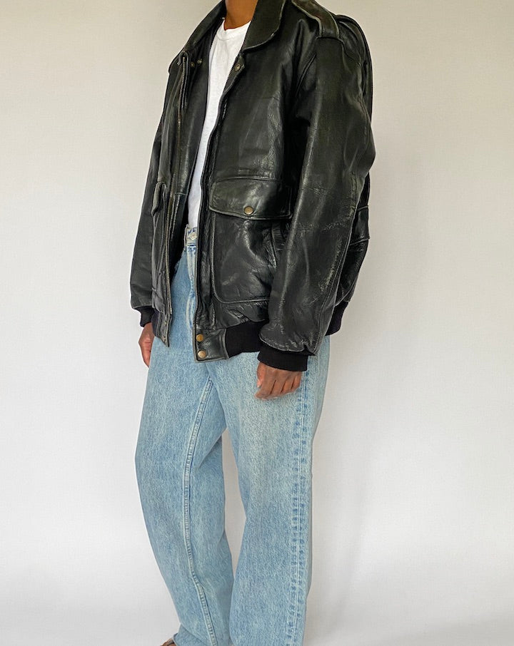 VINTAGE BLACK LEATHER JACKET 5012