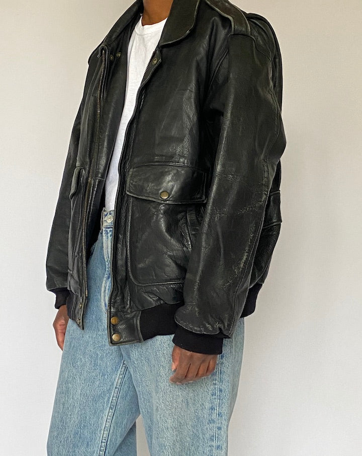 VINTAGE BLACK LEATHER JACKET 5012