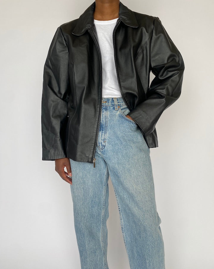 VINTAGE BLACK LEATHER JACKET 4602
