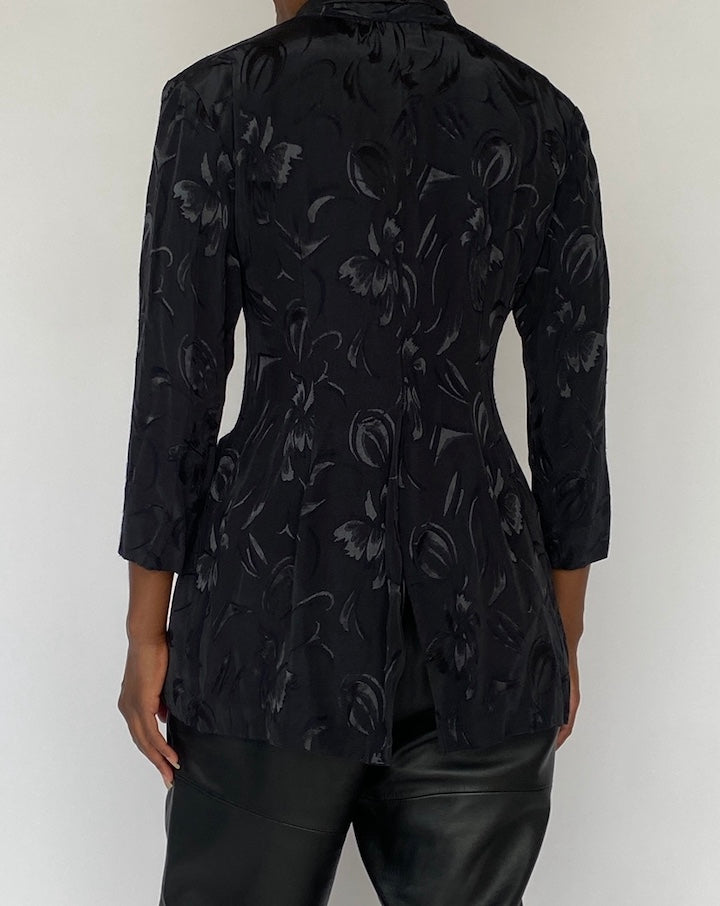 VINTAGE PATTERNED BLACK BLOUSE 5138