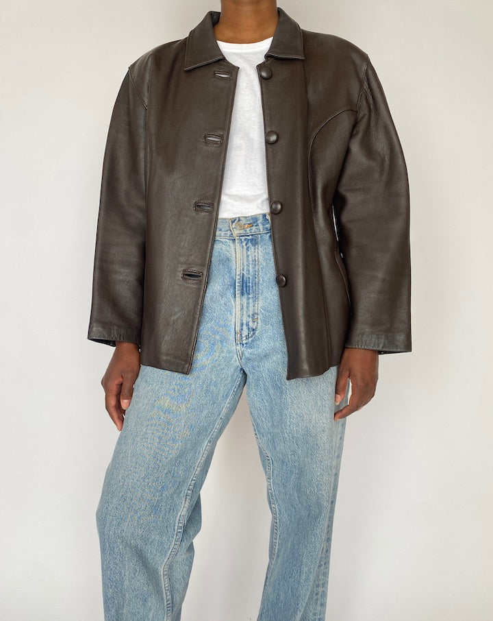 VINTAGE BROWN LEATHER JACKET 4819