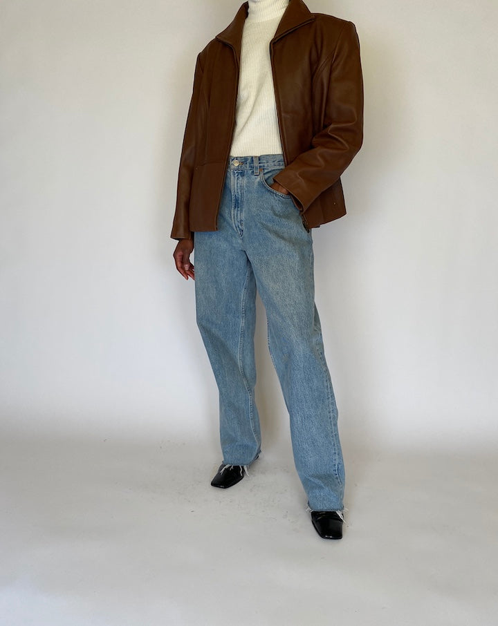 VINTAGE BROWN LEATHER JACKET 4468
