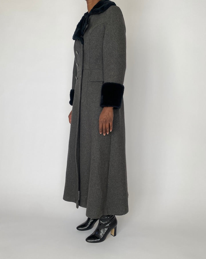 VINTAGE LONG GREY COAT 4900