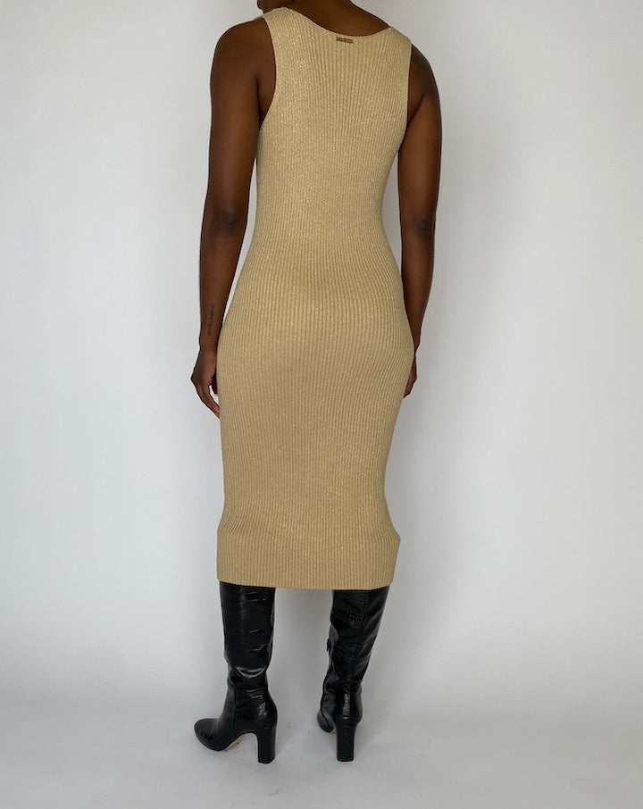 VINTAGE LONG MICHAEL KORS GOLD DRESS 4249