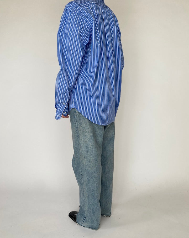 VINTAGE OVERSIZED BLUE STRIPED RALPH LAUREN SHIRT 4732