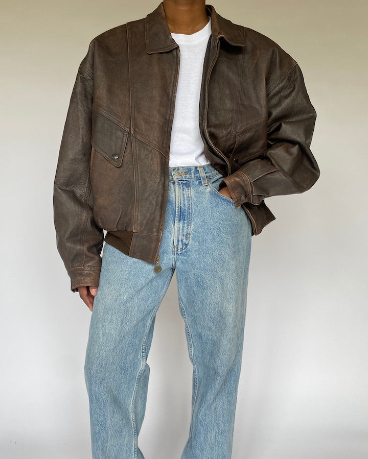 VINTAGE BROWN LEATHER JACKET 4937