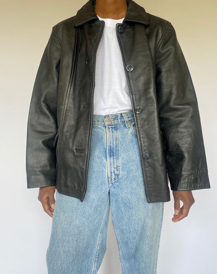 VINTAGE BLACK LEATHER JACKET 4933