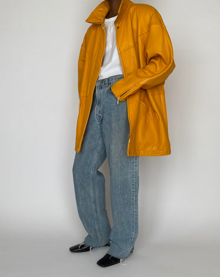 VINTAGE ORANGE LEATHER JACKET 4842