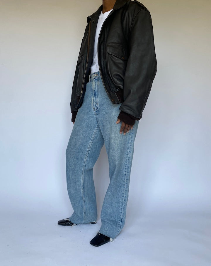 VINTAGE DARK BROWN LEATHER JACKET 4976